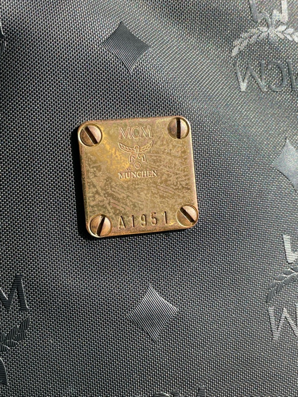 MCM Monogram & Visetos Bucket Bag Nylon & Leather Vintage Black Made in Germany - Picture 5 of 16